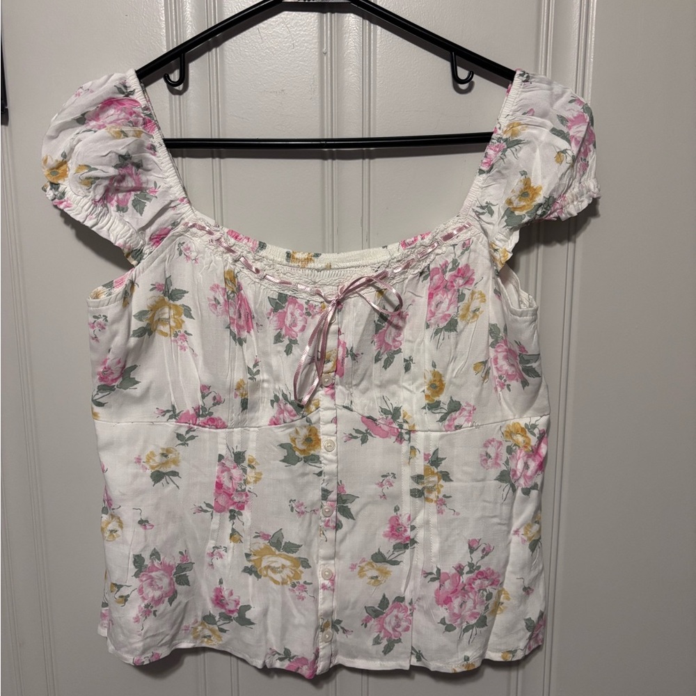 Hollister off-the-shoulder pintuck blouse